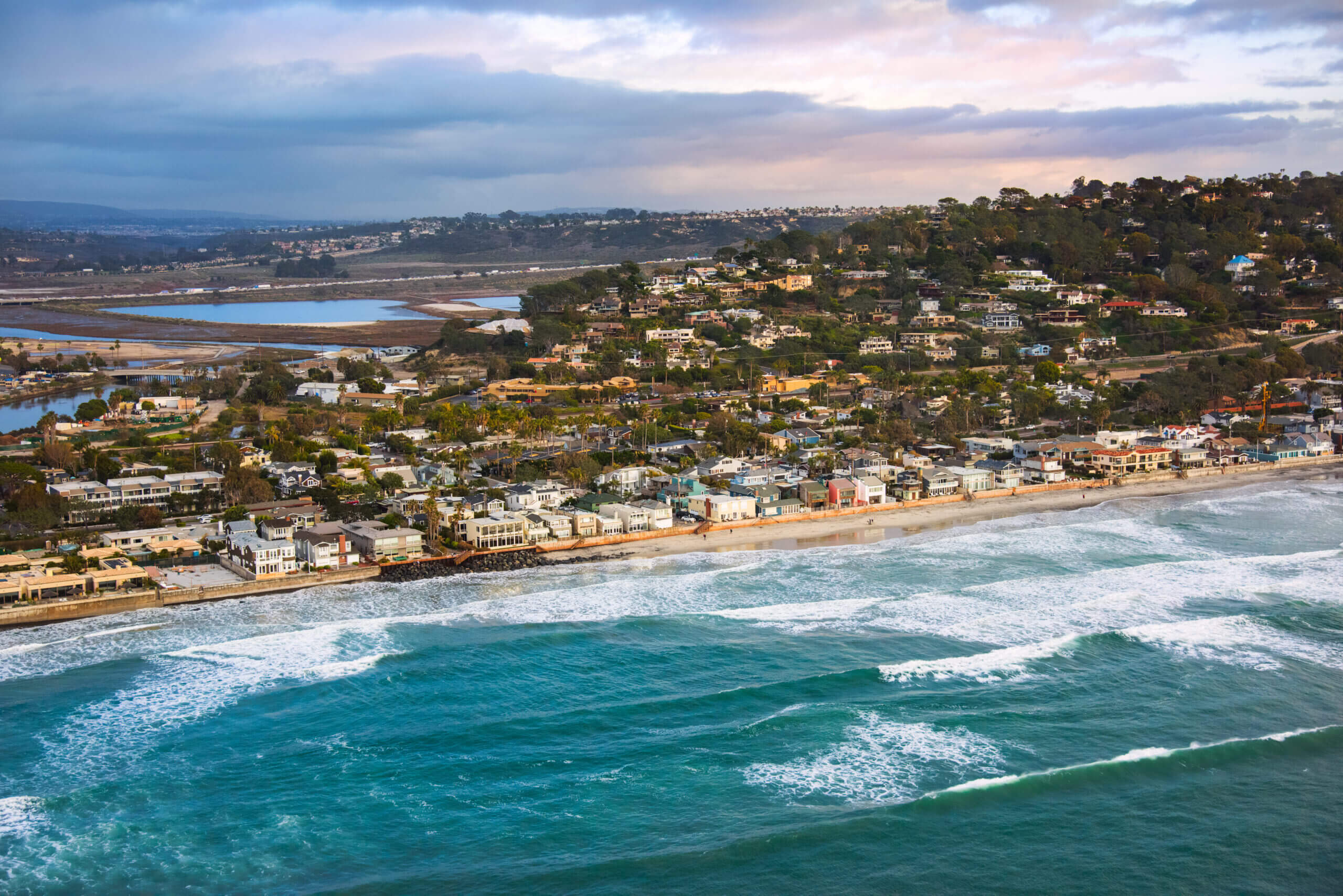 Aerial view of coastal California time Del Mar